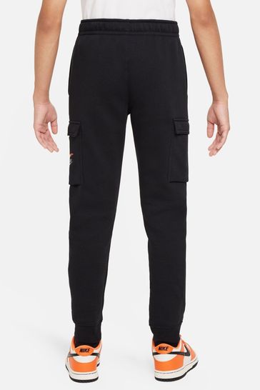 Nike swoosh cargo pocket sweatpants in black hot sale