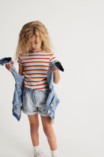 Light Blue Elasticated Waist Denim Shorts 3 16yrs