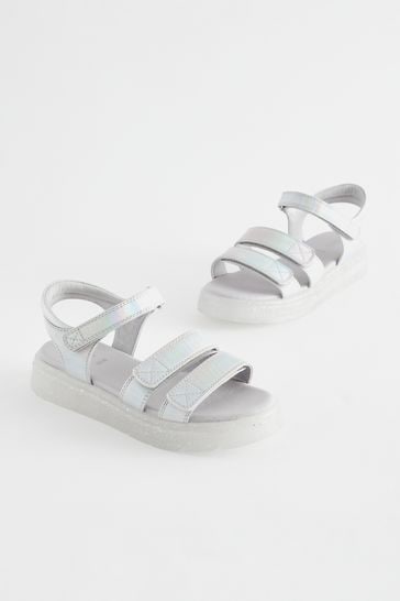 Silver Metallic Chunky Wedge Sandals