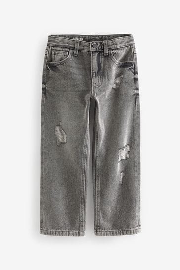 Grey Wide Fit Distressed Denim Jeans (3-16yrs)