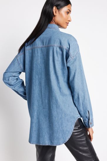 Blue denim shirt clearance for womens