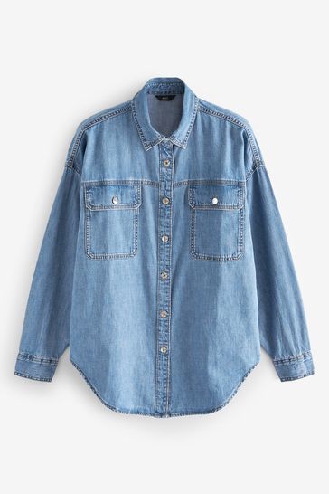 Light wash denim shirt womens hotsell