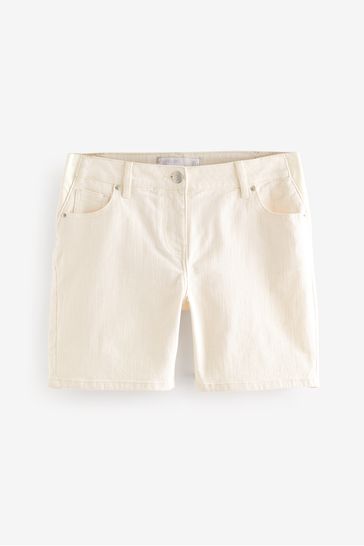 Buy White Maternity Denim Boyfriend Shorts from Next Bahrain