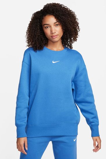 Nike Blue Oversized Mini Swoosh Sweatshirt