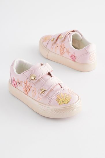 Pink Seashell Standard Fit (F) Embellished Trainers