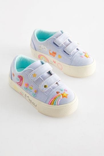 Buy Blue Rainbow Standard Fit F Embellished Touch Fasten Strap Trainers from Next Israel