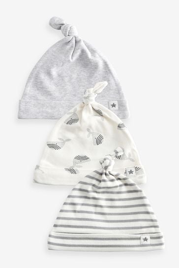 Grey Whale Baby Tie Top Hats 3 Pack (0-18mths)