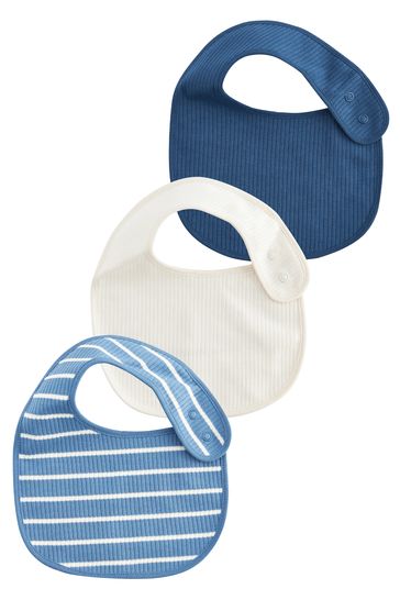 Blue/Cream Baby Bibs 3 Pack