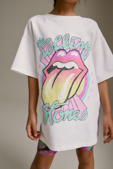 Pink rolling stones t shirt on sale