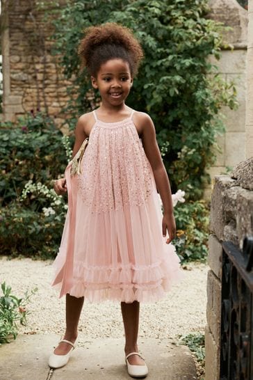 Pink Sequin Mesh Trapeze Occasion Dress (3-16yrs)