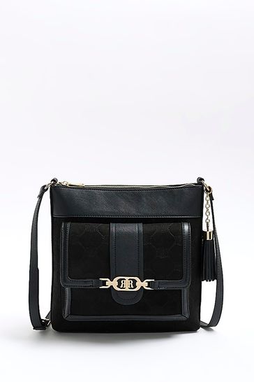 River island black messenger bag store