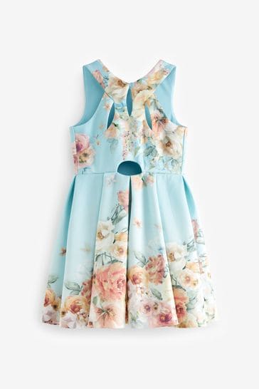 Pale blue 2025 renaissance print dress
