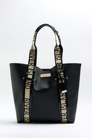 River island black outlet and white bag