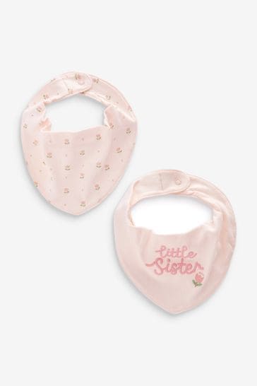 Pink Little Sister Baby Dribble Bibs 2 Pack