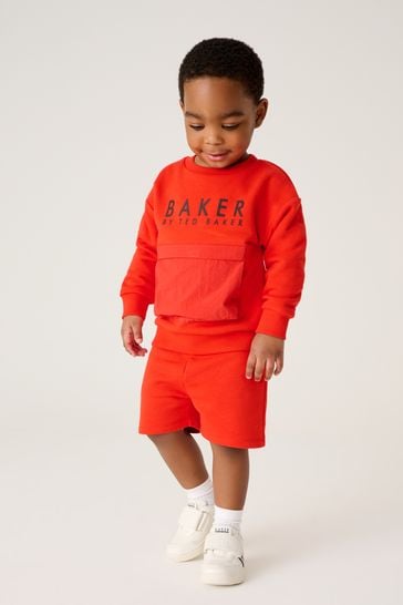Baker by Ted Baker Red Nylon Sweatshirt and Short Set
