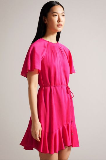 Buy Ted Baker Pink Elsieee Fluted Hem Mini Dress from Next Croatia