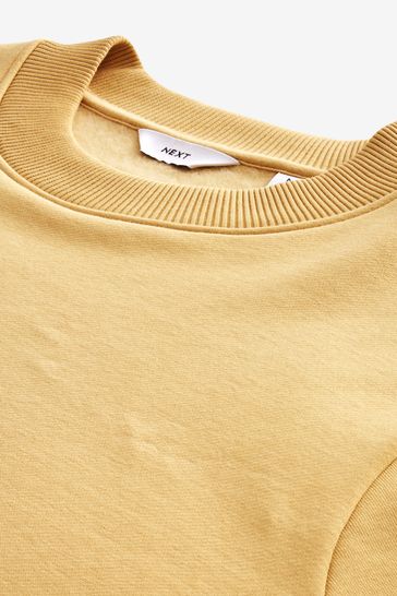 Yellow Regular Fit Jersey Cotton Rich Crew Sweatshirt