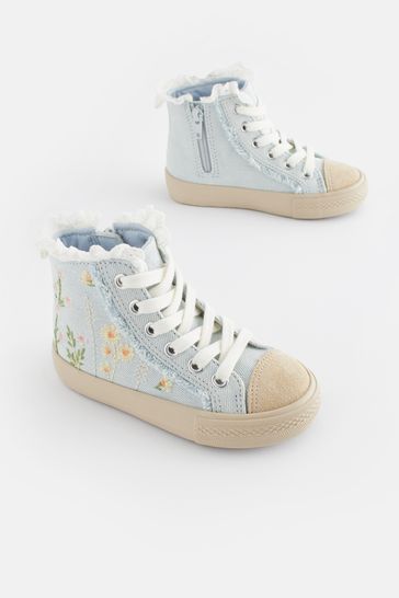 Buy Denim Blue Embroidered High Top Trainers from Next Ireland