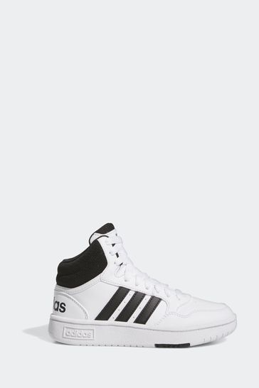 adidas White/black Kids Hoops Trainers