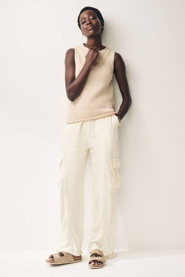 Buy Ecru Linen Cargo Trousers from Next Croatia