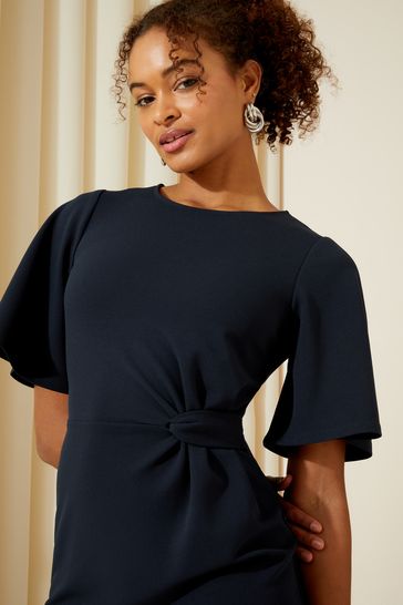 Buy Friends Like These Navy Blue Tailored Knot Detail Flutter