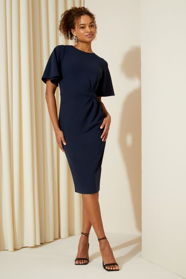 Buy Friends Like These Navy Blue Tailored Knot Detail Flutter