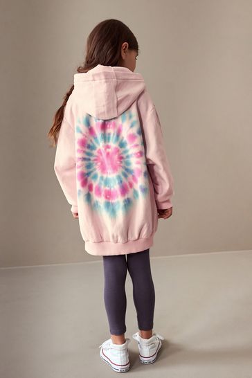 Tie dye top longline hoodie