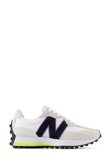 New Balance White Black Womens 327 Trainers