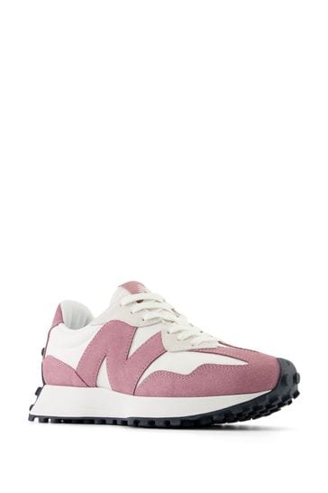 New Balance White/Pink 327 Trainers