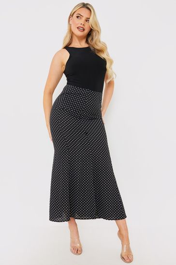 Black polka shop dot skirt