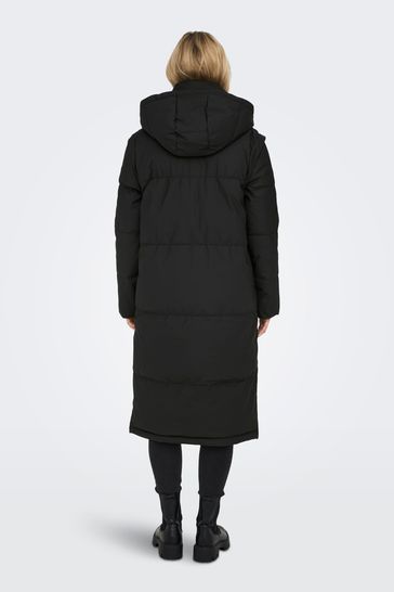 Buy ONLY Black Double Breasted Button Up Smart Longline Coat from Next Hungary