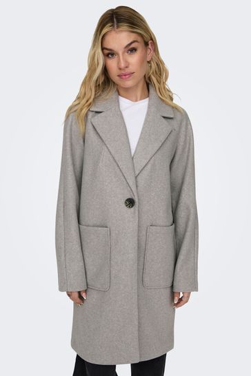 ONLY Grey Lightweight Tailored Coat with Front Pockets