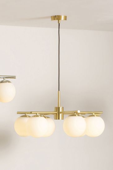 Buy Pacific Asterope 6 White Orb and Gold Metal Pendant Ceiling