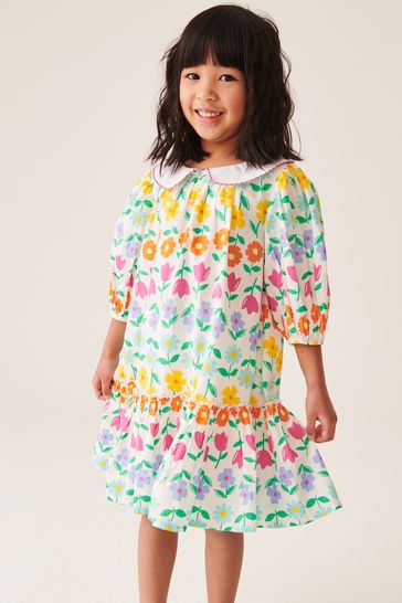 Little Bird by Jools Oliver Multi Ecru Floral Collared Dress