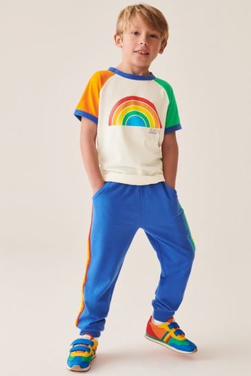 Little Bird by Jools Oliver Blue Rainbow T-Shirt and Jogger Set