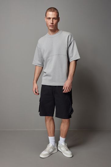 Buy Grey Crew Sweatshirt Cotton Rich Heavyweight Short Sleeve Jersey T Shirt from Next Kuwait