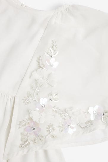 Ivory Cream Beaded Cape Dress 3 12yrs