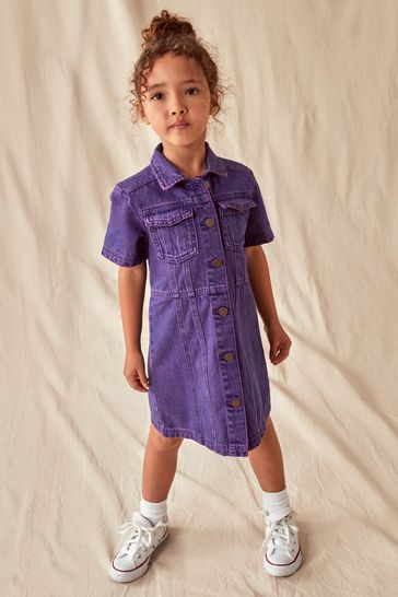 Buy Purple Overdye Fitted Denim Dress 3 16yrs from Next Denmark