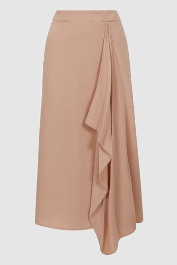 High waisted deals midi skirt camel
