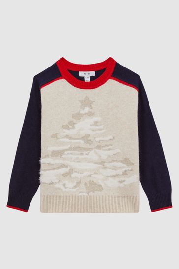 Buy Reiss Blue Tilly Senior Casual Knitted Festive Jumper from