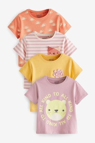 Pink Bear Character Short Sleeve T-Shirts 4 Pack (3mths-7yrs)
