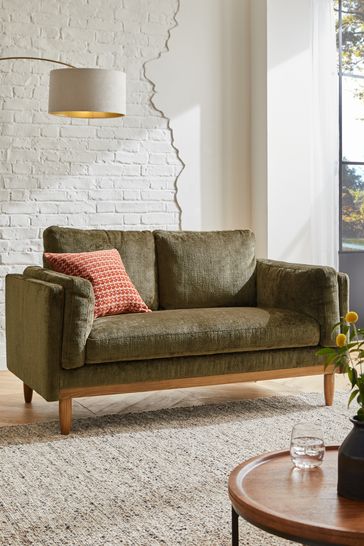 Plush Chenille Moss Green Kayden Compact 2 Seater Sofa In A Box