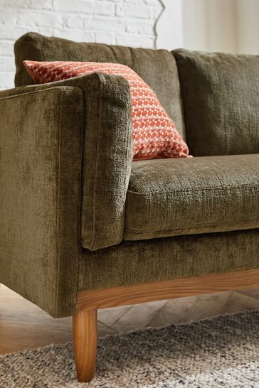Plush Chenille Moss Green Kayden Compact 2 Seater Sofa In A Box