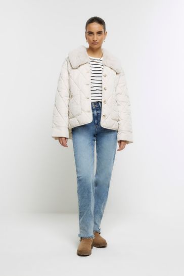 River island hotsell fur collar coat