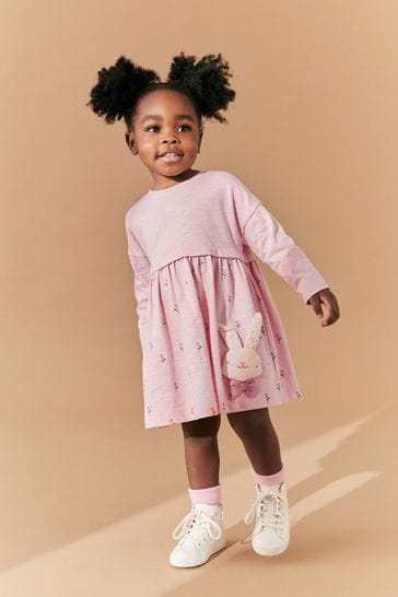Buy Pink Bunny Long Sleeve Jersey Dress 3mths 7yrs from Next Bahrain