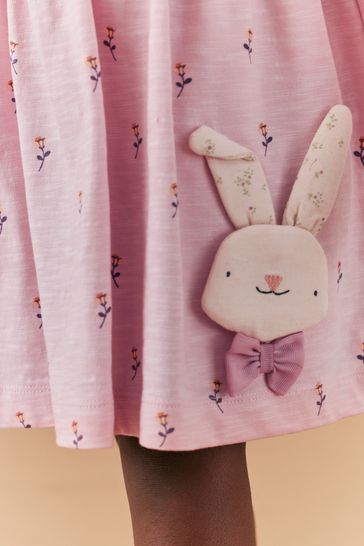 Pink Bunny Long Sleeve Jersey Dress 3mths 7yrs