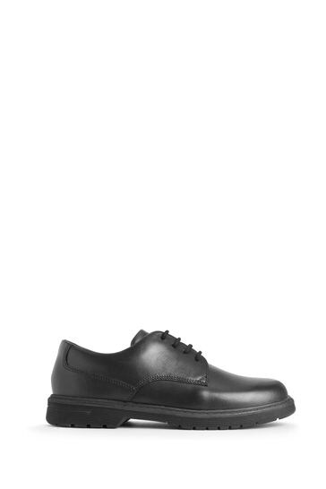 Start-Rite Glitch Leather Chunky Sole Lace Up School Black Shoes - F & G Fit