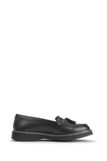 Start-Rite Infinity Leather Slip On Chunky Sole Loafer School Black Shoes - F & G Fit