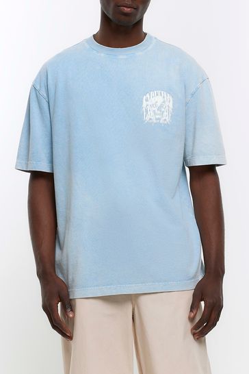 Buy River Island Blue Skull Graphic Oversized T Shirt from Next Ireland