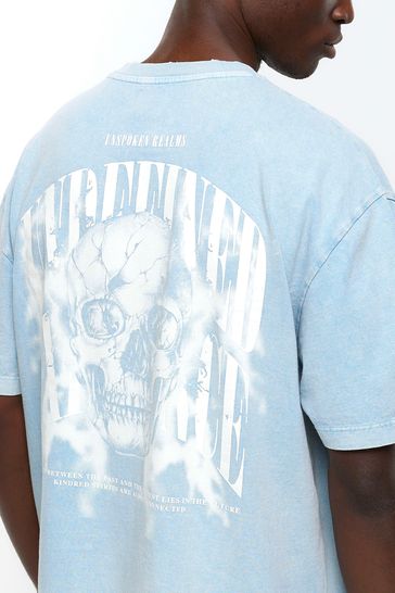 Buy River Island Blue Skull Graphic Oversized T Shirt from Next Ireland